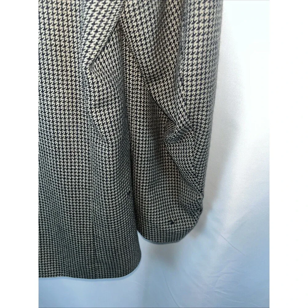 Vintage Brandini Men’s Blazer 100% Pure Wool Brown Houndstooth Plaid Office 43R